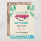 Surft op verjaardagsfeestuitnodiging kaart (Voorkant / Achterkant)