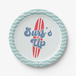 Surft up Beach Birthday Paper Borden Papieren Bordje