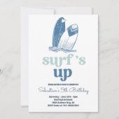 Surft up Modern Surfboard Beach Birthday Party Kaart (Voorkant)