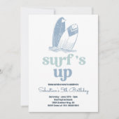 Surft up Modern Surfboard Beach Birthday Party Kaart (Voorkant)