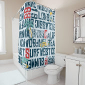 Surfteam van Californië: Grunge naadloos patroon. Douchegordijn (In situ)