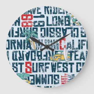 Surfteam van Californië: Grunge naadloos patroon. Grote Klok