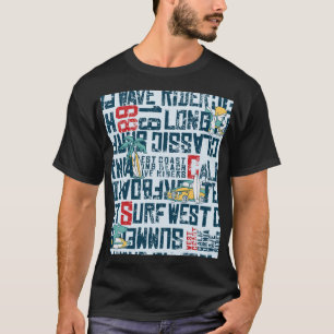Surfteam van Californië: Grunge naadloos patroon. T-shirt