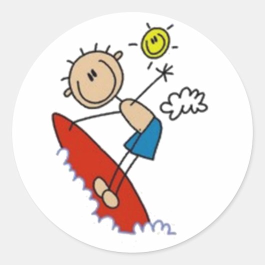 Surfteken Ronde Sticker (Voorkant)
