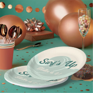 Surfthema Kinderfeestje Ronde Papieren Borden Bordje