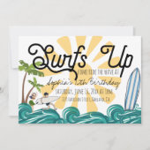 Surfthema verjaardagsuitnodiging kaart (Voorkant)