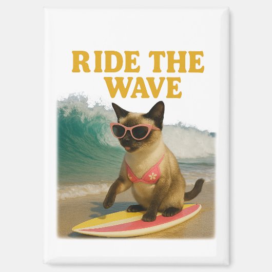Surfthema voor Siamese kat  Magneet (Voorkant)