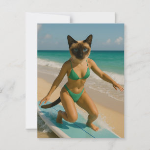 Surfthema voor Siamese kattenliefhebbers Briefkaart