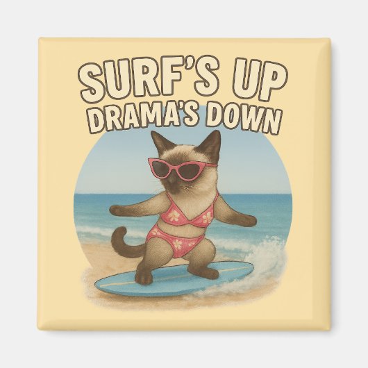 Surfthema voor Siamese kattenliefhebbers Magneet (Voorkant)