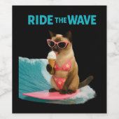 Surfthemaparty voor Siamese Kat liefhebbers Wijn Etiket (Enkel label)