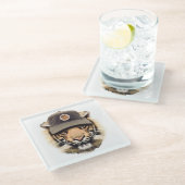 Surftijger Glazen Onderzetter (Schuin)