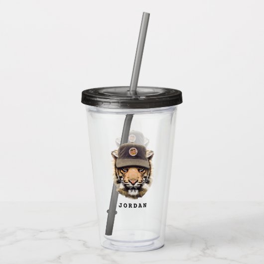 Surftijger | Jouw namen toevoegen Acryl Drinkbeker (Achterkant)