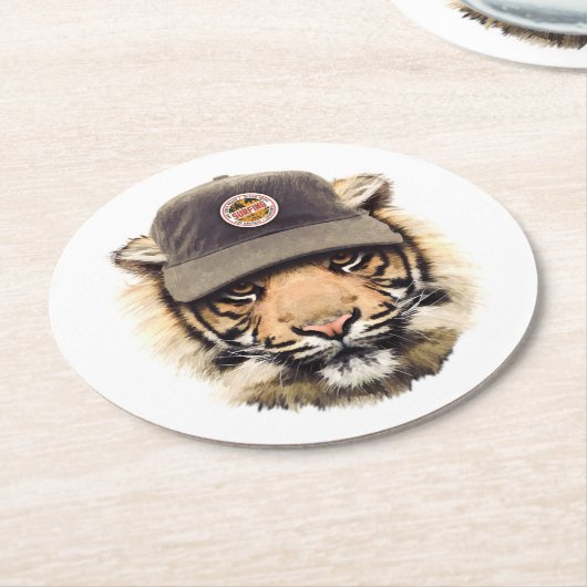 Surftijger Ronde Kartonnen Onderzetter (Gebogen)