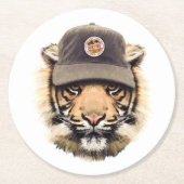 Surftijger Ronde Kartonnen Onderzetter (Voorkant)