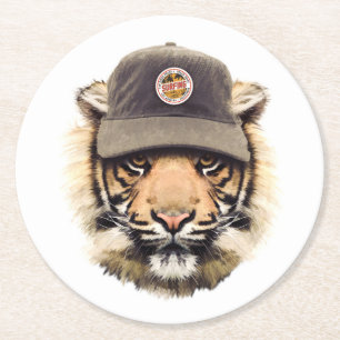 Surftijger Ronde Kartonnen Onderzetter