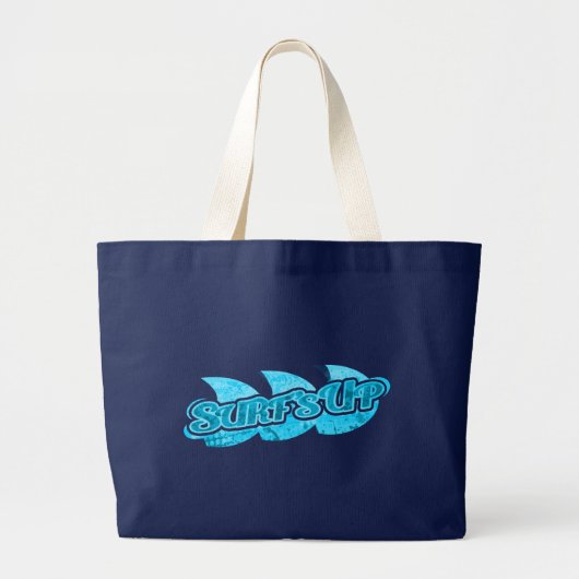 "Surf'Up" blauwe surfers canvas tas (Voorkant)