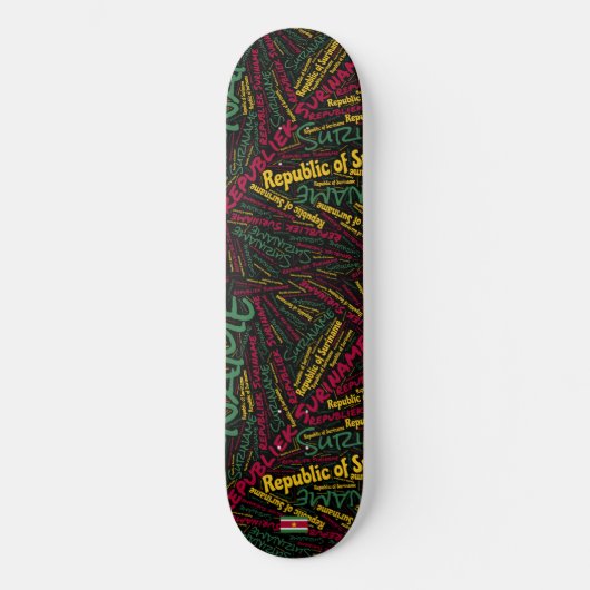 Surinaamse Nationale Trots Wordcloud Persoonlijk Skateboard (Voorkant)