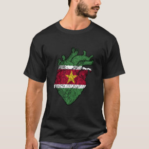Surinaamse Roots Hart Suriname Vlag Surinaamse Pr T-shirt