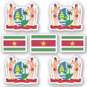 Surinaamse staatssymbolen / wapenschild en vlag sticker