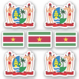 Surinaamse staatssymbolen / wapenschild en vlag sticker