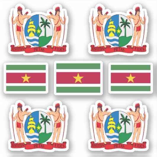 Surinaamse staatssymbolen / wapenschild en vlag sticker (Voorkant)
