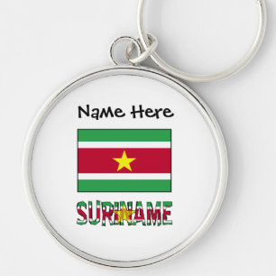 Surinaamse vlag en Suriname gepersonaliseerd Sleutelhanger
