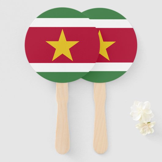 Surinaamse vlag handwaaier (Voorkant en achterkant)