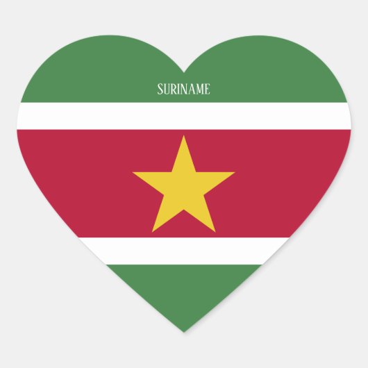 Surinaamse vlag Prachtig Patriottisch Hart Sticker (Voorkant)
