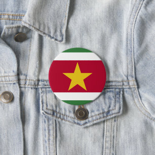 Surinaamse vlag ronde button 7,6 cm