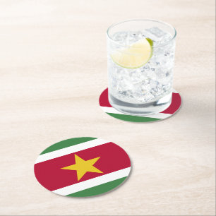 Surinaamse vlag ronde kartonnen onderzetter