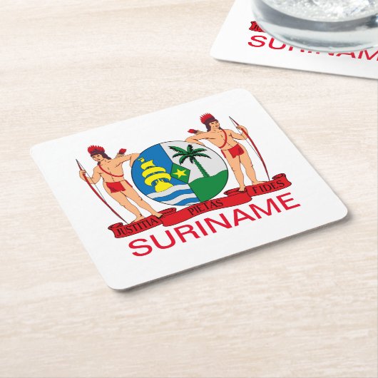 Surinaamse wapenschild kartonnen onderzetters (Schuin)
