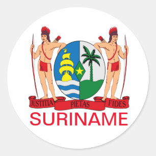 Surinaamse wapenschild ronde sticker