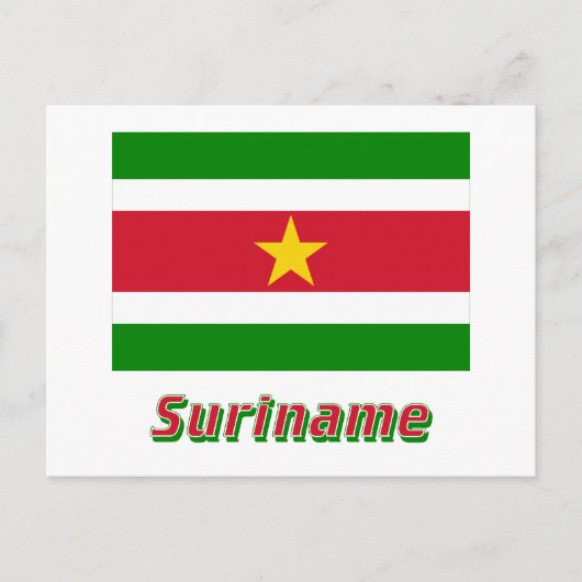 Surinaamvlag met naam briefkaart (Voorkant)