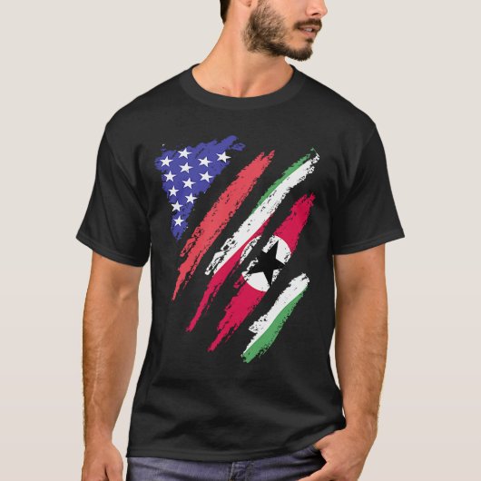 Suriname American Patriot Grown Heart Flag Stripes T-shirt (Voorkant)