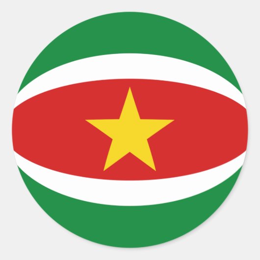 Suriname Fisheye Vlag Sticker (Voorkant)