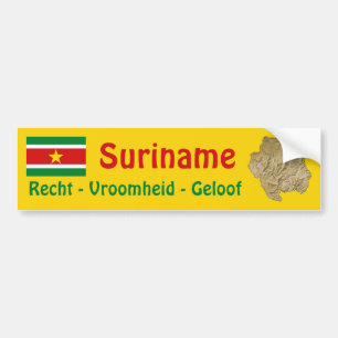 Suriname Flag en Map Bumpersticker