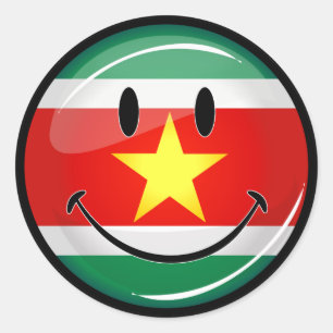 Suriname Flag   Glimlende kant Ronde Sticker