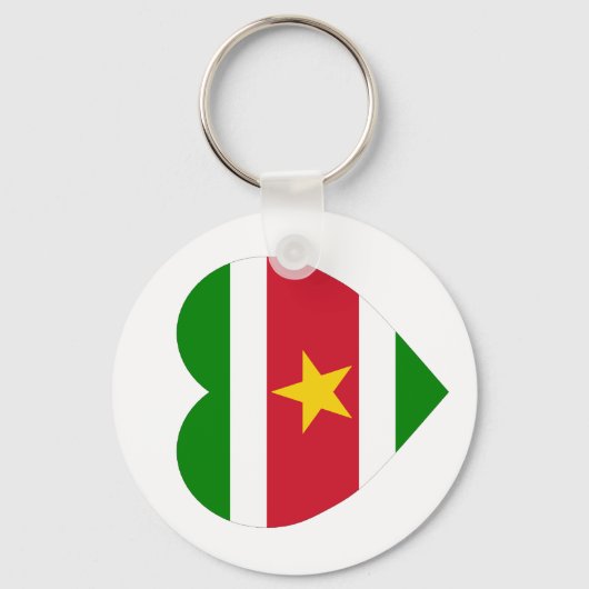 Suriname Flag Heart Sleutelhanger (Voorkant)