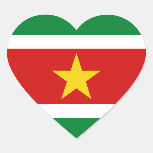 Suriname Flag Heart Sticker (Voorkant)