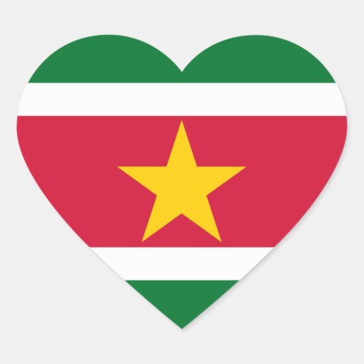 Suriname Flag Heart Sticker (Voorkant)