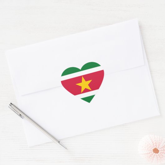 Suriname Flag Heart Sticker (Envelop)