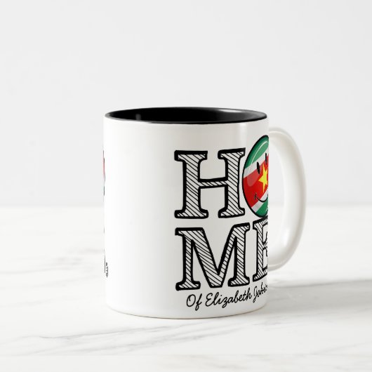 Suriname Flag HouseWarmer Tweekleurige Koffiemok (Voorkant rechts)