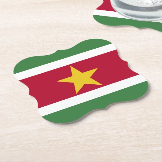 Suriname Flag Kartonnen Onderzetters (Gekanteld)