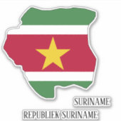 Suriname Flag Map Sticker (Voorkant)