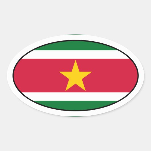 Suriname Flag Oval Sticker (Voorkant)