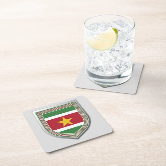 Suriname Flag Shield Kartonnen Onderzetters (Insitu)