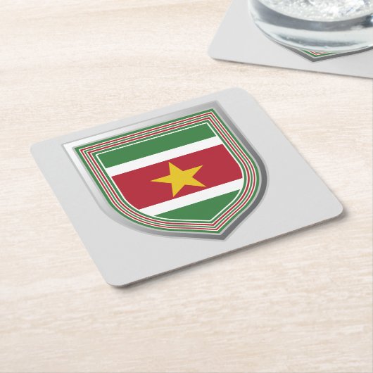 Suriname Flag Shield Kartonnen Onderzetters (Schuin)