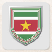 Suriname Flag Shield Kartonnen Onderzetters (Voorkant)