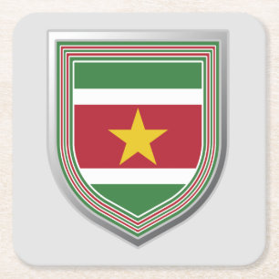 Suriname Flag Shield Kartonnen Onderzetters