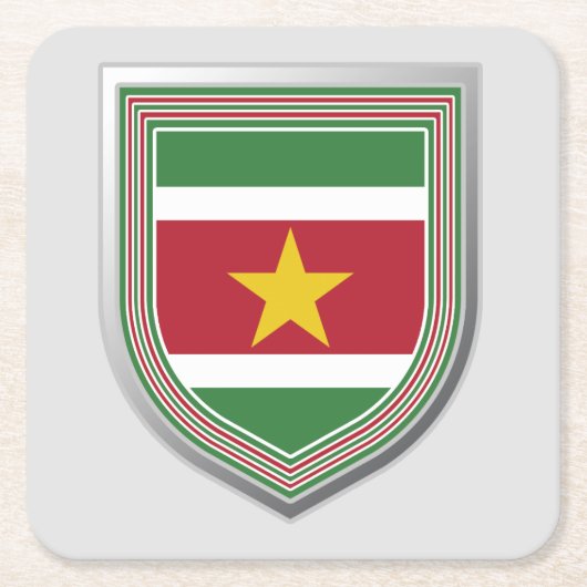 Suriname Flag Shield Kartonnen Onderzetters (Voorkant)